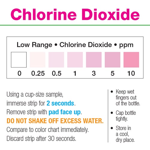 Chlorine Dioxide Test Strips 0-10ppm  vial of 50