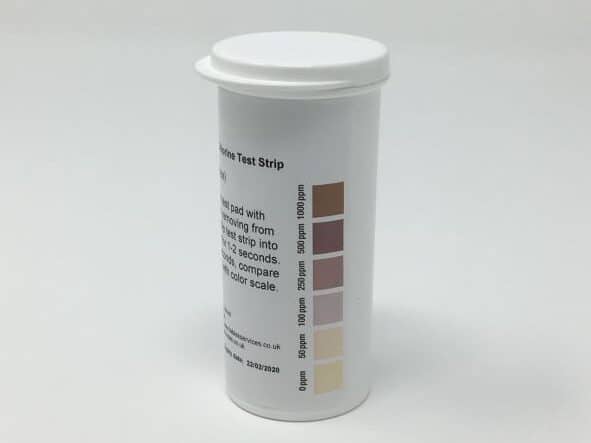 Chlorine Test Strips 0-1000ppm vial of 50