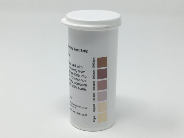 Chlorine Test Strip 0-10000ppm  vial of 100