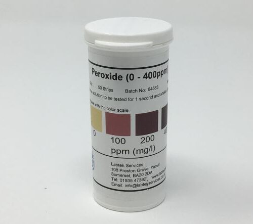 Peroxide Test Strip 0-400ppm  vial of 50strips