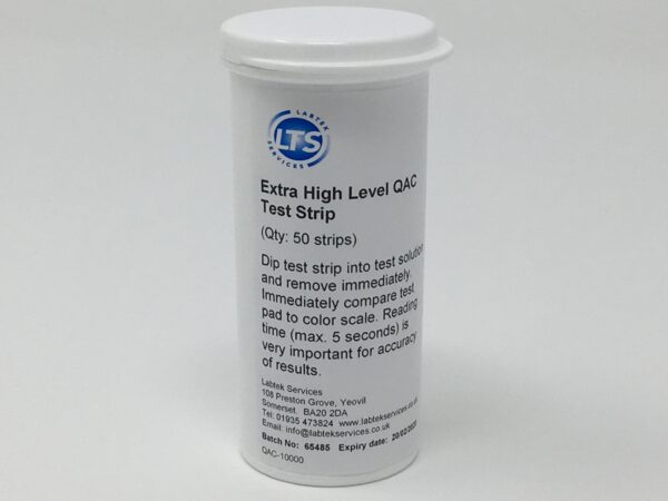 QAC Test Strip 0-10000 ppm Vial of 50 QAC Test Strip 0-10000 ppm Vial of 50