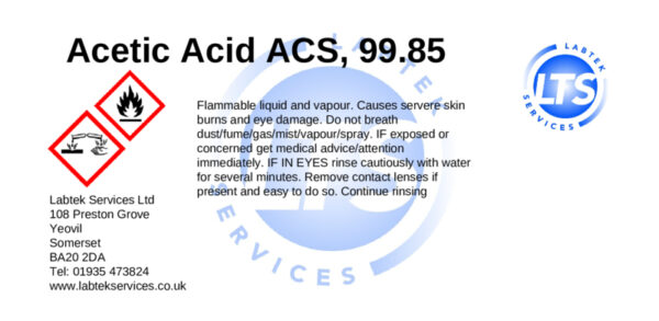 Acetic Acid ACS, 99.85 Glass Bottle 500ml Acetic Acid ACS, 99.85 Glass Bottle 500ml