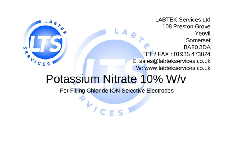 Potassium Nitrate 10 W V Solution 100ml - Labtek Services Ltd