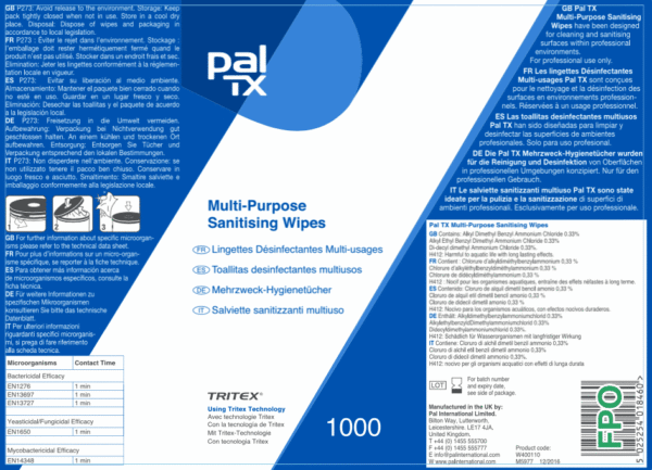 Wipes Surface Antibacterial PAL TX