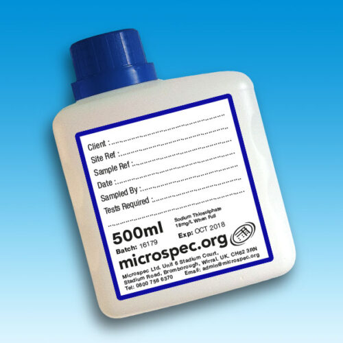 Water Sampling Bottle 500ml Sterile dosed Sodium Thiosulphate 18mg l  84