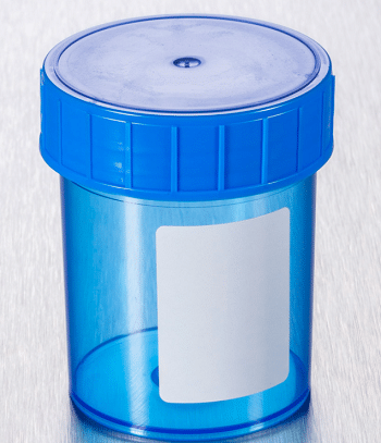 Container 125ml, Sterile, PP,Blue, Label (380)