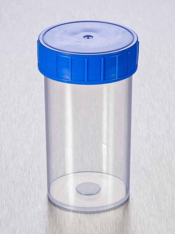 Container 180ml Screw Cap Blue  Sterile  Box of 264