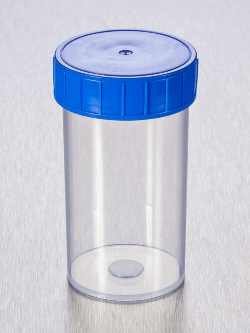 Container 180ml Screw Cap Blue  Sterile  Box of 264