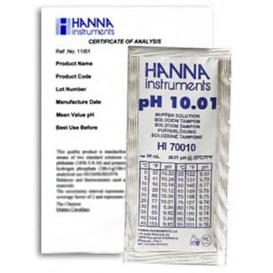 pH 10 01 Buffer Sachets  25 x 20 mL sachets   certificate of analysis