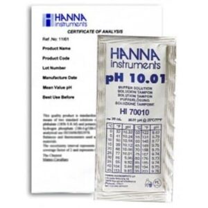 pH 10 01 Buffer Sachets  25 x 20 mL sachets   certificate of analysis