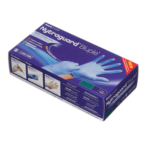 NytraGuard Bluple Nitrile Gloves PF Medium 100 Gloves