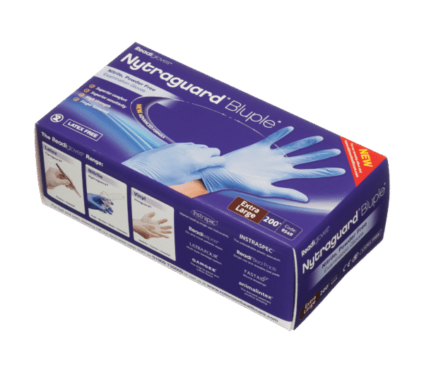 NytraGuard Bluple Nitrile Gloves PF Extra Large 200 Gloves