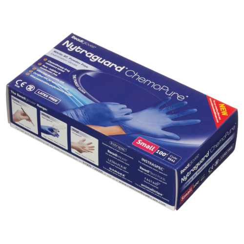 NytraGuard ChemoPure Nitrile Gloves PF Small 100gloves