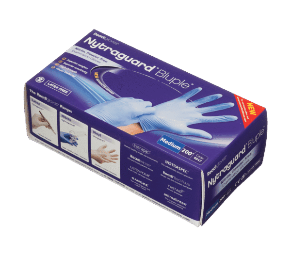 NytraGuard Bluple Nitrile Gloves PF Medium 200 Gloves