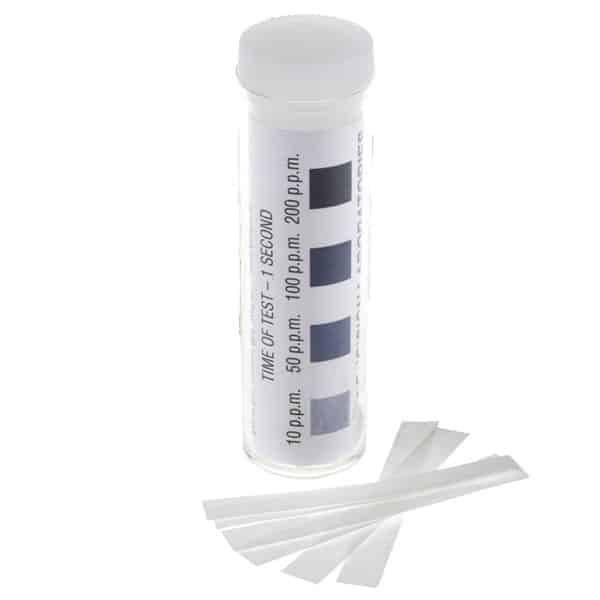 Chlorine Test Paper 0-200ppm Box of 12 vials of 100strips