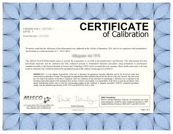 Two-point NIST Traceable Certified Calibration