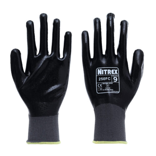 Nitrile Foam Coated Gloves Grey Black Large