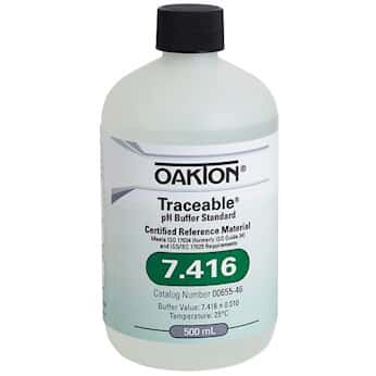 pH Standard Buffer with Calibration TRACEABLE, Clear, pH 7.416; 500 mL