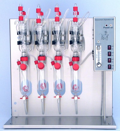 SO2 Distiller GLASSCHEM- Sulphur Dioxide in Wine and Spirits 240V - 8Heads SO2 Distiller GLASSCHEM- Sulphur Dioxide in Wine and Spirits 240V - 2Heads