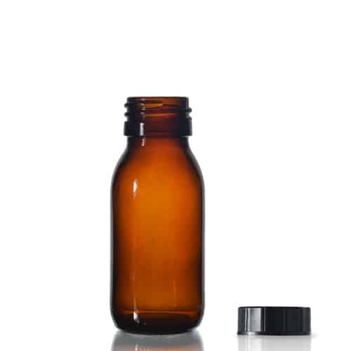 Amber Glass Bottle 60ml with PP Screw Cap (Pk 10)