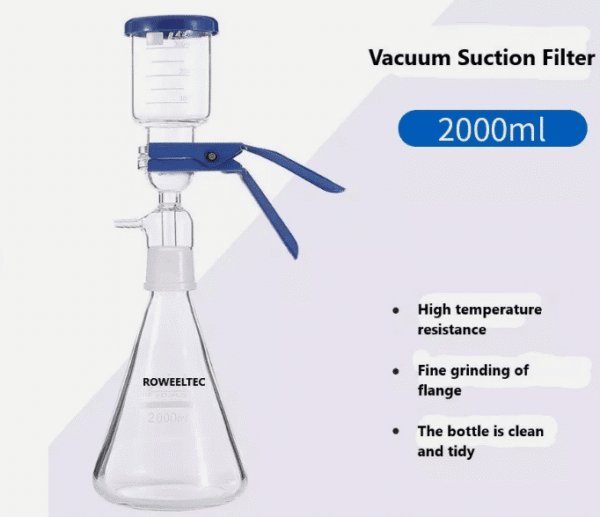 Membrane Vacuum Filtration Apparatus Set: 500 mL Funnel, 2000 mL flask, for Membrane Microfiltration