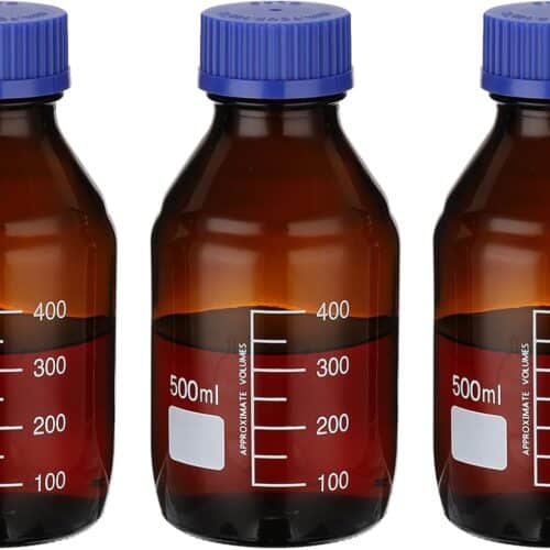 Reagent Media Storage Bottle 500ml Amber GL32 Blue Screw Cap