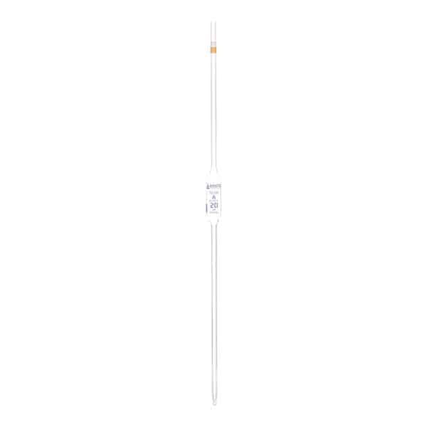 Volumetric Pipette 20ml - Class A Colour Coded Yellow ISO 648