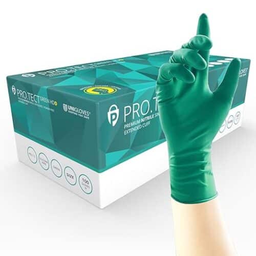 PRO.TECT Green HD+ Heavy Duty Long Cuff Green Nitrile Gloves ( Case of 1000 ) -Extra Small