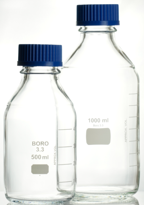 Laboratory bottles with Screw Cap Borosilicate Glass 3.3 neutral Pk of 10 -100ml Laboratory bottles with Screw Cap Borosilicate Glass 3.3 neutral Pk of 10 -500ml